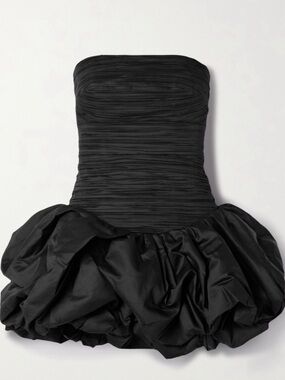 Aje Black Strapless Ruched Bodice Bubble-Hem Cocktail Dress
